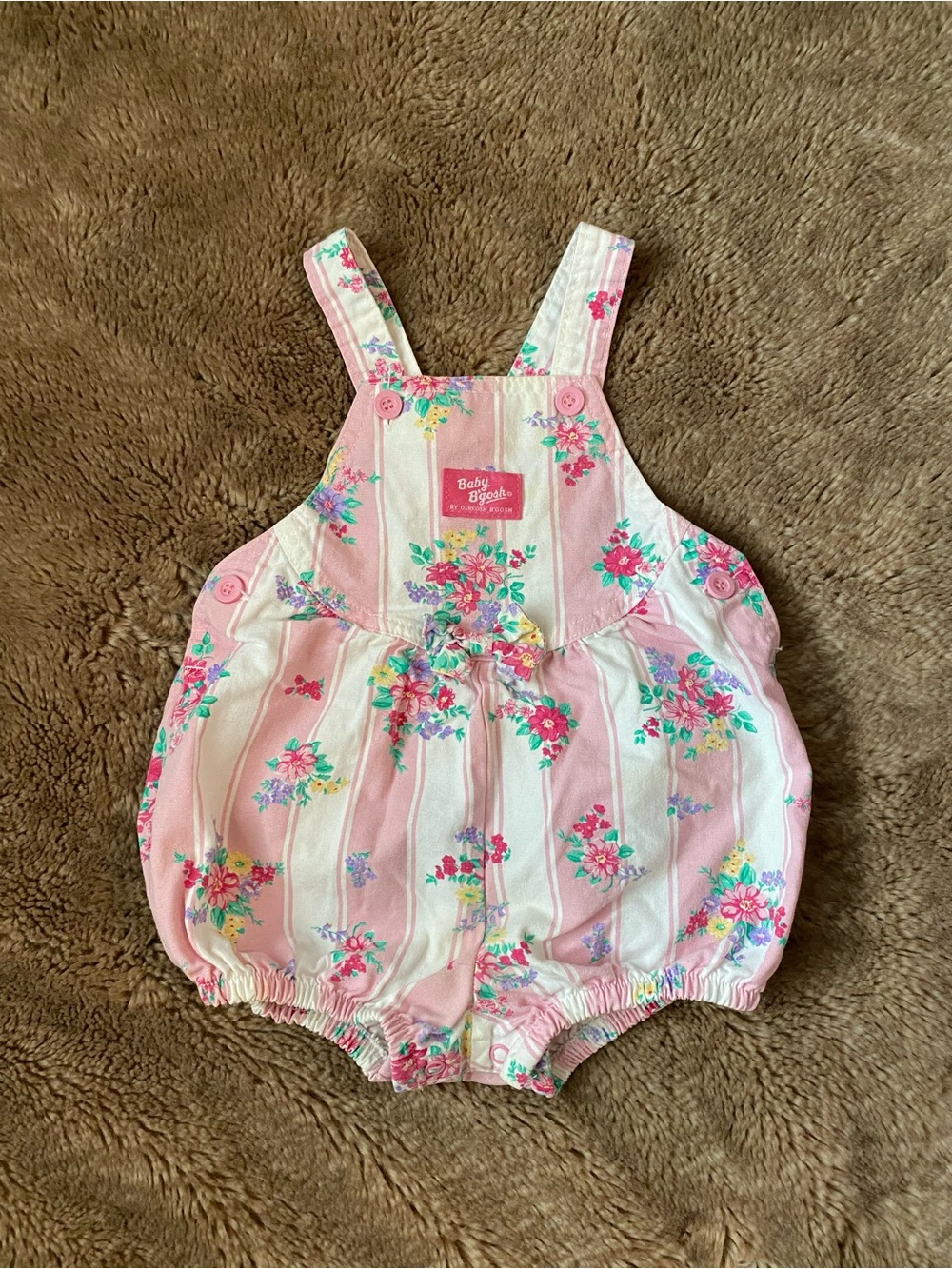 VINTAGE OshKosh B'gosh Pink & White Floral Bubble Romper
